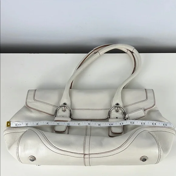 Coach White East West Buckle Leather Soho Hampton Shoulder Bag 9636 - Picture 14 of 15